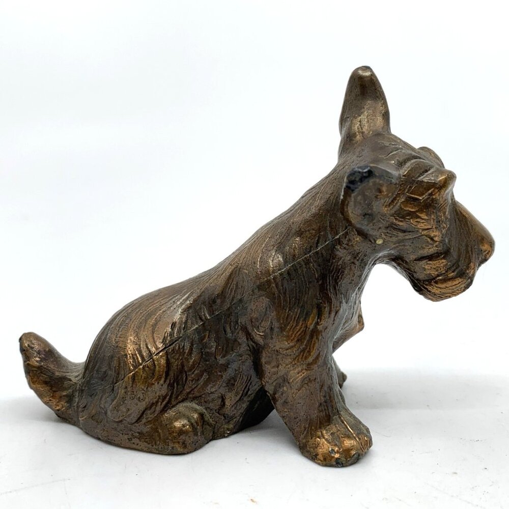 Vintage Cast Metal Scottie Terrier Dog Figurines 2pc Brown Black 2” 1” Tall - Picture 5 of 14